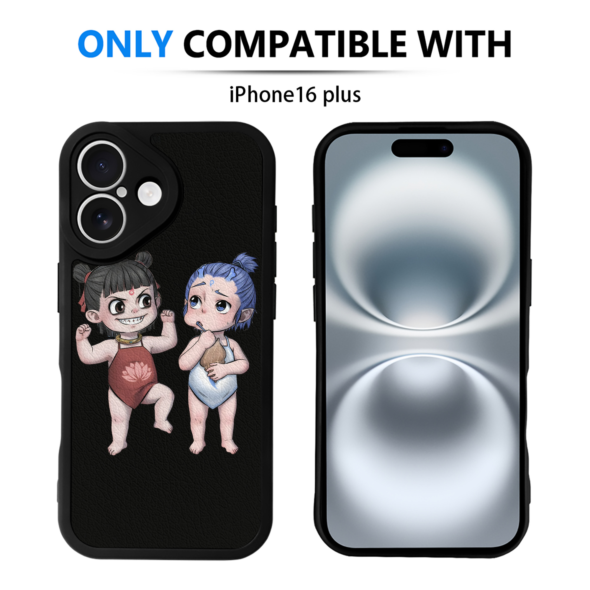 （画像用） Ne Zha 2 ナタ 魔童の大暴れ 【iPhone 16シリーズ対応】シリコンスマホケース（レザー調） 材質：シリコン